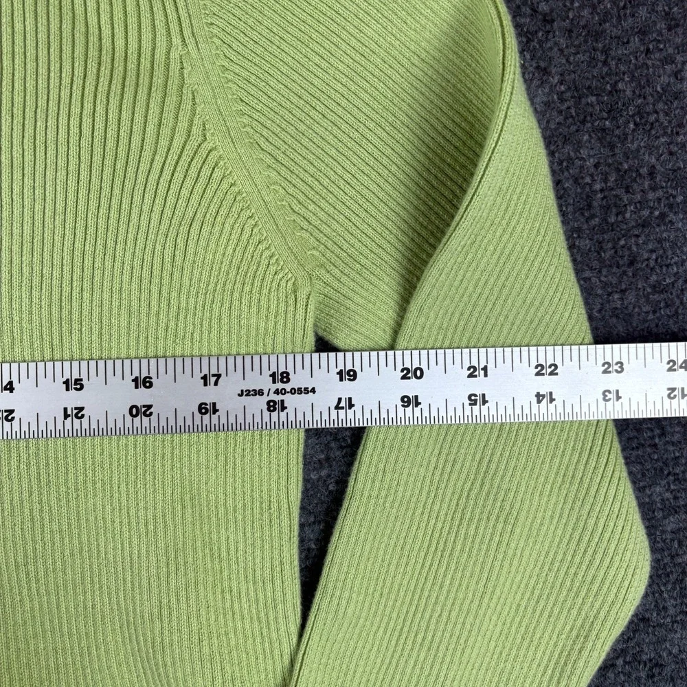 Van Heusen Sweater Womens XL Green Ribbed Knit Cotton Turtleneck Pullover Winter
